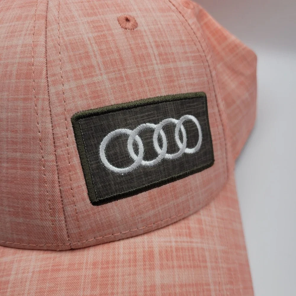 Audi Baseball Cap Hat Peach Pink Heathered Adjustable Logo Mens Womens